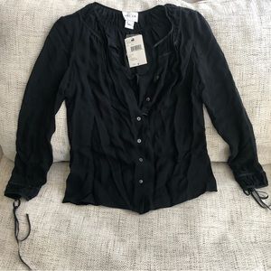 oscar de la renta black silk blouse